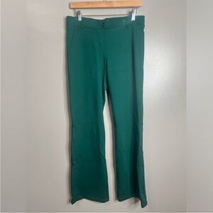 Betabrand pants size large emerald green bootcut pull on 2 pockets office casual